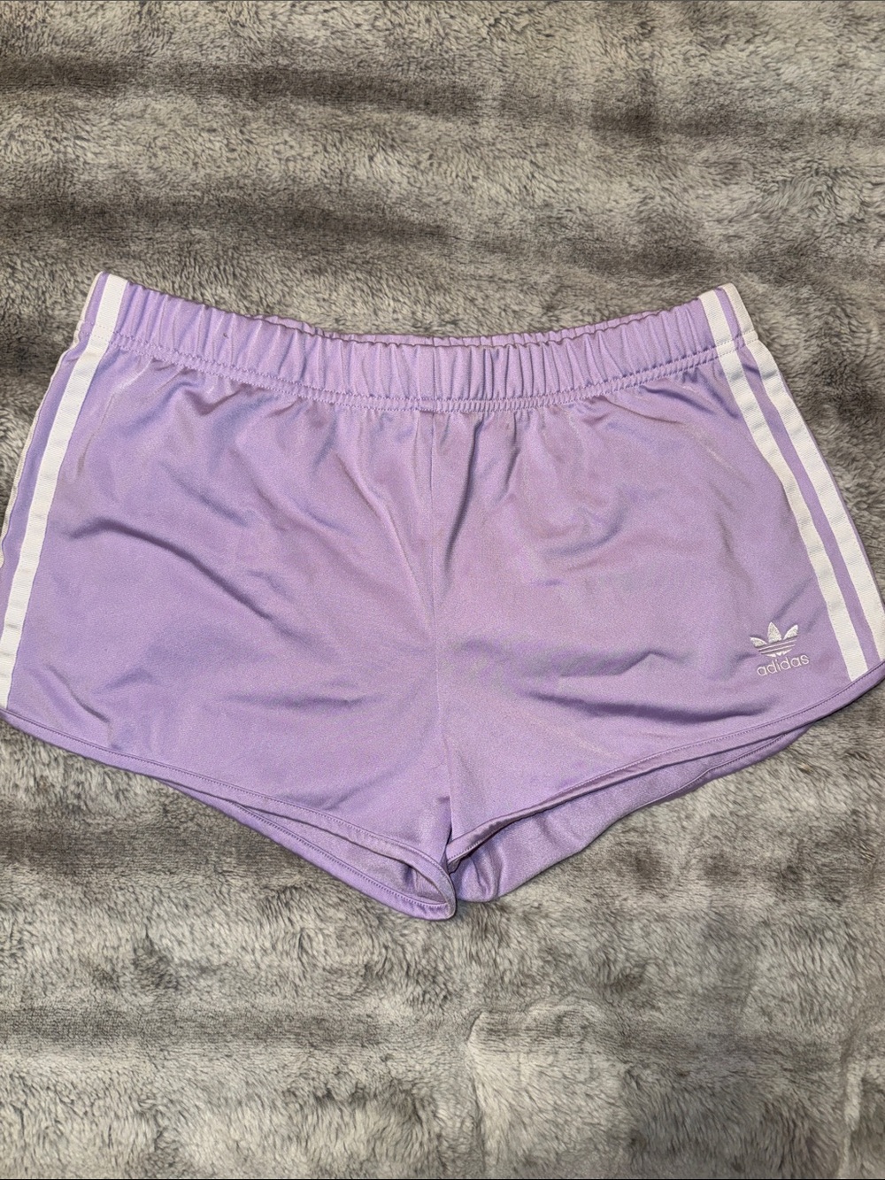 adidas Lavender Athletic Shorts with White Stripes